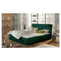 NABBI Monzo UP 180 čalúnená manželská posteľ s roštom tmavozelená