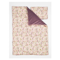 Saténovo-zamatová detská posteľná sada s motívom retro kvetín - ružová
