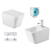 Mexen TEO Rimless wc misa závesná so sedátkom + bidet TEO, biela, 30850700+35855100