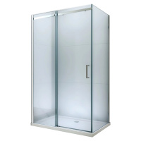 MEXEN/S - Omega sprchovací kút posuvný 140x70, sklo transparent, chróm + vanička 825-140-070-01-