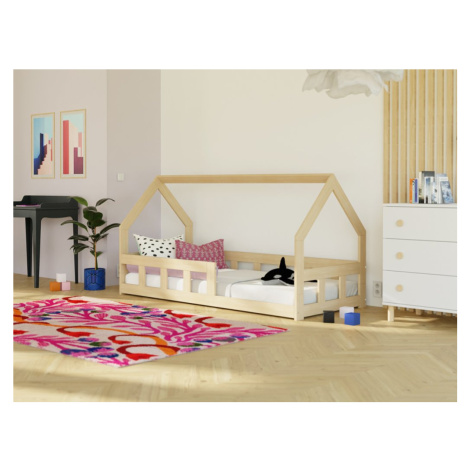 Benlemi Nízka domčeková posteľ pre deti FENCE 6v1 so zábranou Zvoľte farbu: Transparentná voskov