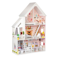 ECOTOYS domtextilu.sk Krásny drevený domček pre bábiky s nábytkom 64178