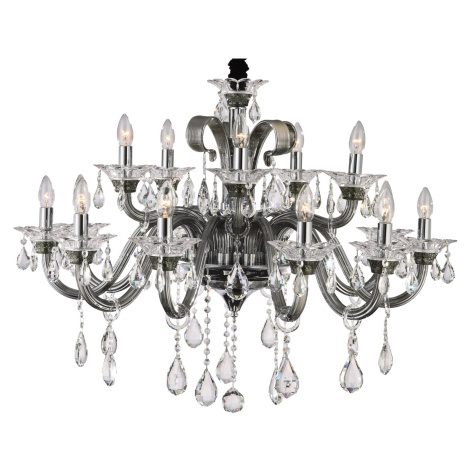 Globo Luster DUNJA, 15x E14, chróm/dymový, pr. 95 x 134,5 cm