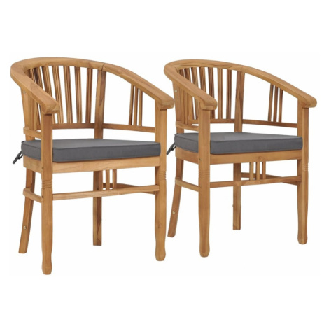 Záhradná stolička s poduškami 2 ks teakové drevo Dekorhome Sivá,Záhradná stolička s poduškami 2  vidaXL