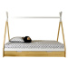 Domčeková detská posteľ z borovicového dreva s úložným priestorom v bielo-prírodnej farbe 90x200