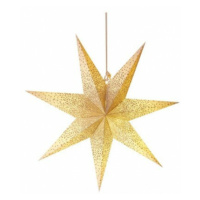 LED hviezda papierová závesná so zlatými trblietkami v strede, biela, 60 cm, vnútorná (EMO