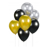 Balóniky latexové zlato-strieborno-čierne 7 ks