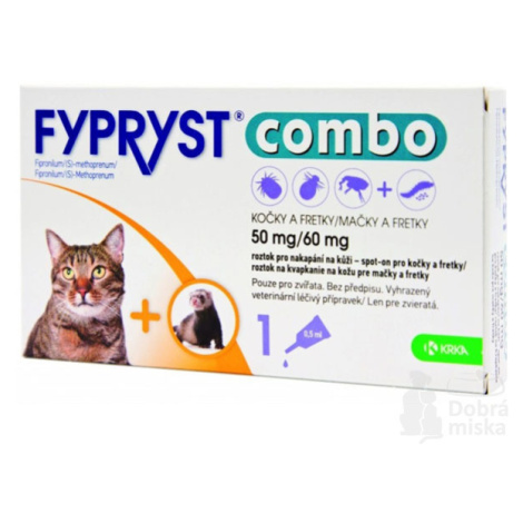 Fypryst combo spot-on 50/60 mg pre mačky a fretky 1 pip 2 + 1 zadarmo KRKA