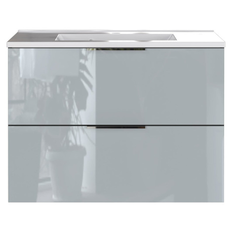 Sivá nízka závesná skrinka s umývadlom 81x61 cm Vasio – Germania
