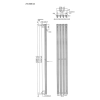 SAPHO - PILON vykurovacie teleso 270x1800, so 4 háčikmi, čierna mat IZ122T