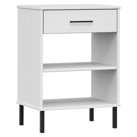 vidaXL Konzolová skrinka s kovovými nohami biela masívna borovica OSLO