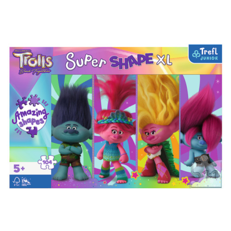 Trefl Puzzle 104 XL Super Shape - Zábava s Trollmi / Universal Trolls 3 (2023) FSC Mix 70%