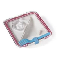 Lunch box BLACK-BLUM Apetit, biely/ružový, modrá vidlička BA002