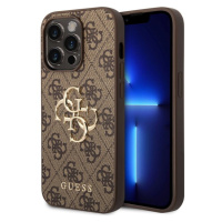 Guess PU 4G Metal Logo Zadný Kryt pre iPhone 15 Pro Max Brown