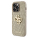 Guess PU Perforated 4G Glitter Metal Logo Zadný Kryt pre iPhone 14 Pro Gold