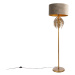 Vintage stojaca lampa zlatá so zamatovým odtieňom taupe 50 cm - Botanica