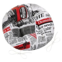 Bellatex EMA okrúhly prešívaný – priemer 40 cm – noviny červené