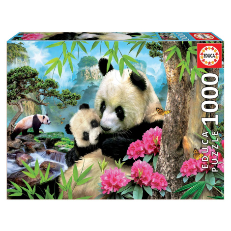 Educa puzzle Morning panda 1000 dielov a fix lepidlo 17995