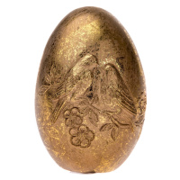 Dekoračné zlaté vajíčko s vtáčikmi, 6 x 10 cm