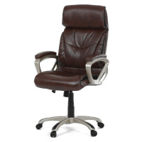 AUTRONIC KA-Y284 BR Kancelářská židle, tmavě hnedá koženka, plast v barvě champagne, kolečka pro