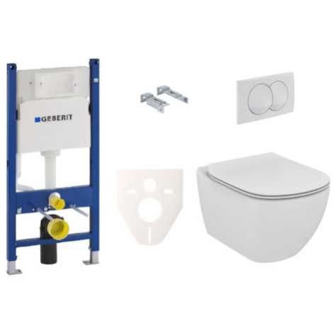 Závesný set WC TESI Ideal Standard + modul Geberit Duofix s tlačidlom Delta 20 biele SIKOGES5F0