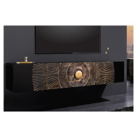 Estila Luxusný nástenný orientálny televízny stolík Cumbria v čierno zlatej farbe 160 cm