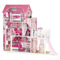 Drevený domček pre bábiky so šmykľavkou
