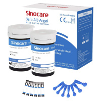 SINOCARE Sada 50 náhradných prúžkov + 50 lanciet pre glukomer Safe AQ Angel