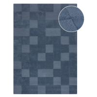 Tmavomodrý ručne tkaný vlnený koberec 160x230 cm Checkerboard – Flair Rugs