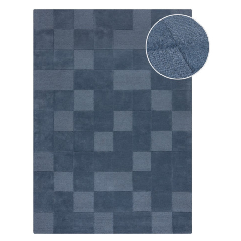 Tmavomodrý ručne tkaný vlnený koberec 160x230 cm Checkerboard – Flair Rugs