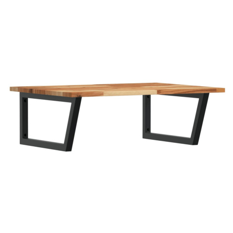 vidaXL Polica pod umývadlo nástenná oceľ a akáciový masív