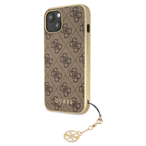 Plastové puzdro Guess na Apple iPhone 13 GUHCP13MGF4GBR 4G Charms hnedé