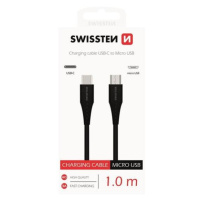 DÁTOVÝ KÁBEL SWISSTEN USB-C / MICRO USB 1,0 M ČIERNY