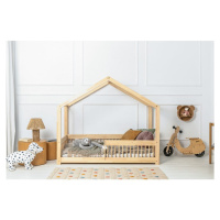 Domčeková detská posteľ z borovicového dreva v prírodnej farbe 70x140 cm Mila RMW – Adeko