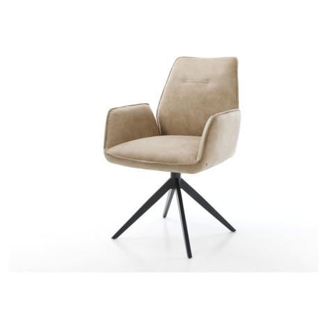 DELIFE Jedálenská stolička Zoa-Flex mikrovlákno béžová vintage krížová podstava široká čierna vr