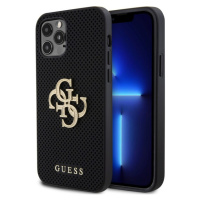 Guess PU Perforated 4G Glitter Metal Logo Zadný Kryt pre iPhone 12/12 Pro Black