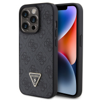 Guess 4G Strass Triangle Metal Logo Kryt pre iPhone 15 Pro, Čierny