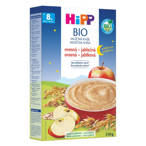 HIPP BIO Kaša mliečna na dobrú noc ovsená/jablková od 8m+, 250 g