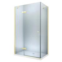 MEXEN/S - Roma obdĺžnikový sprchový kút 100x80, transparent, zlatý + vanička 854-100-080-50-00-4