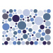 Sada 100 modrých nástenných samolepiek Ambiance Round Stickers