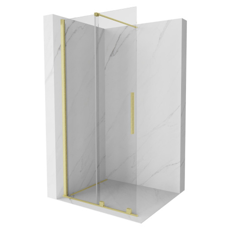 MEXEN/S - Velár posuvné sprchové dvere Walk-in 75 cm, transparent, zlatá kartáčovaná 871-075-000