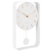 Biele nástenné hodiny s kyvadlom Karlsson Charm, výška 32,5 cm