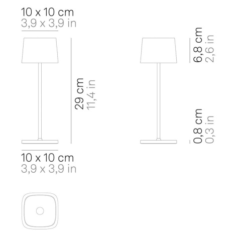 Zafferano Ofelia 3K dobíjacia stolová lampa IP65 corten