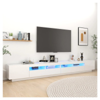 vidaXL TV skrinka s LED svetlami lesklá biela 300x35x40 cm