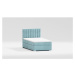 Svetlomodrá čalúnená jednolôžková posteľ s úložným priestorom s roštom 90x200 cm Bunny – Ropez