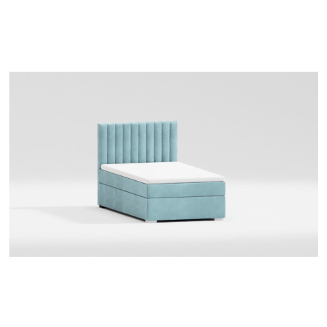 Svetlomodrá čalúnená jednolôžková posteľ s úložným priestorom s roštom 90x200 cm Bunny – Ropez