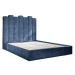 Modrá čalúnená dvojlôžková posteľ s úložným priestorom s roštom 160x200 cm Dreamy Aurora – Miufo