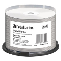 VERBATIM DVD-R(50-Pack)/Spindle/16X/4.7GB/DataLife Plus Wide Thermal Professional No ID Brand