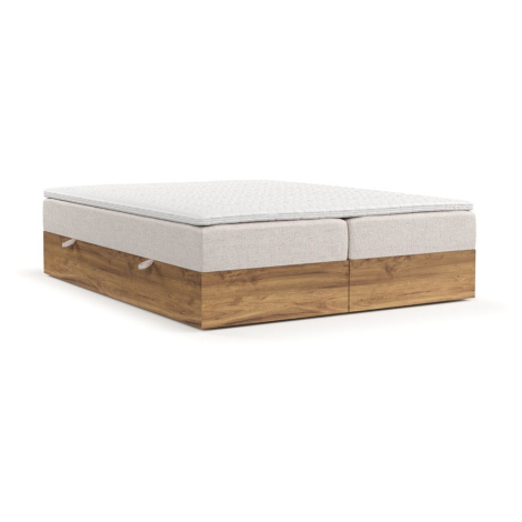 Boxspring posteľ s úložným priestorom 200x200 cm v prírodnej farbe/svetlohnedá Faro – Maison de 