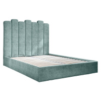 Tyrkysovomodrá čalúnená dvojlôžková posteľ s úložným priestorom s roštom 160x200 cm Dreamy Auror